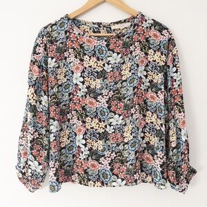Loft Floral Mixed Media Top